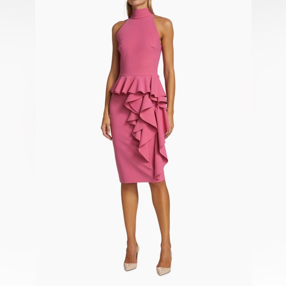 Chiara Boni La Petite Robe Ruffle Peplum Sheath Dress Size 42